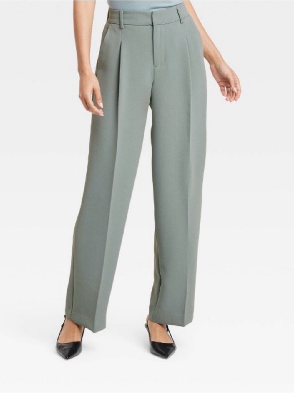 A New Day Women’s Signature Crepe Essential Trouser Pant - Sage Green 6
